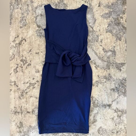 SUSANA MONACO Blue Front Tie Work Dress - Picture 1 of 5